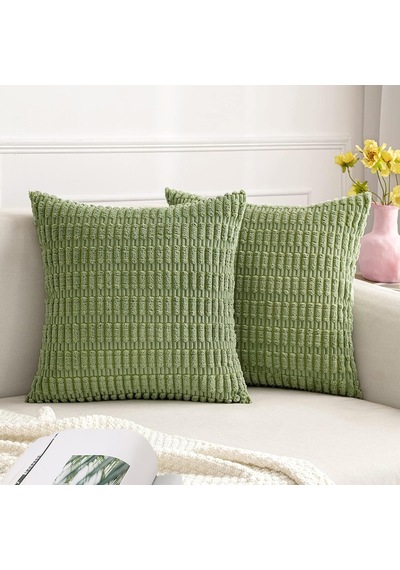 Tr 2'li Set Yumuşak Kadife Yastık Kılıfı 50 X 50 Cm, Dekoratif Sevimli Kare Yastık Kılıfları Izgara Kırlent K Diğer