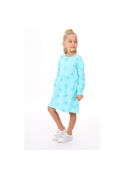 Toontoy Kids Toontoy Kız Çocuk Baskılı Elbise Mint Yeşili