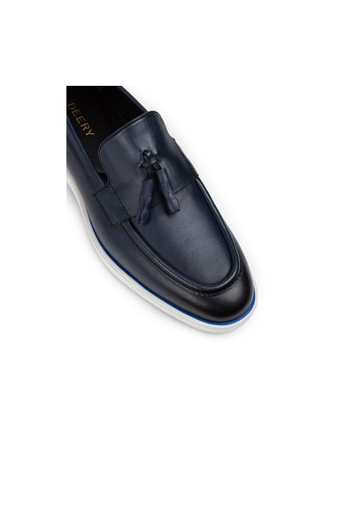 Deery Hakiki Deri Mavi Erkek Loafer Ayakkabı - 01958mmvıc01 Mavi