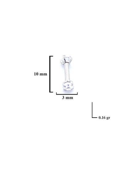 Ferizz 316l Çelik Zirkon Taşlı Piercing Prc-204 Gümüş