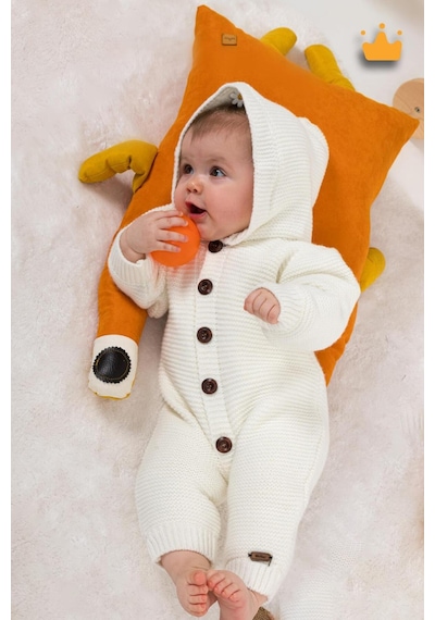 Babyhola Triko İçi Velsoft Kışlık Kalın Kız Erkek Bebek Tulum Gül Kurusu 2809 Bej