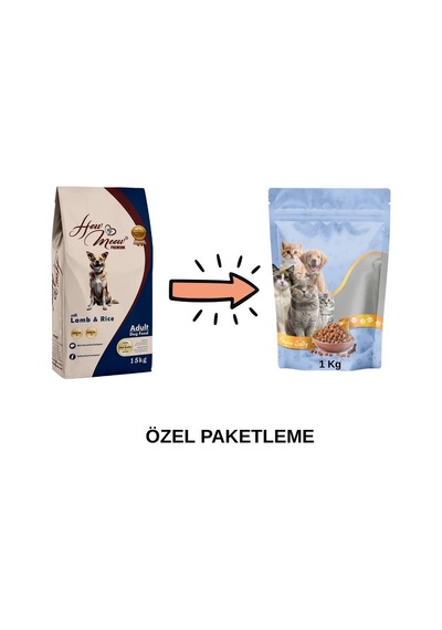 How Meow Kuzu Etli - Pirinçli Büyük Irk Yetişkin Köpek Maması Paketten Bölme Doypack 1 Kg