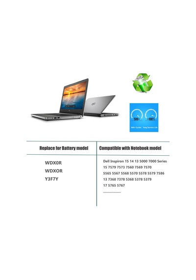 Wdx0r Wdxor Akü, Dell Inspiron 13 5368 5378 5379 7368 7378 15 5565 5567 5568 5570 5575 5578 5579 7560 7569 7570 İçin Yedek Vostro 35 80 3581 3584 5468 5471 5568