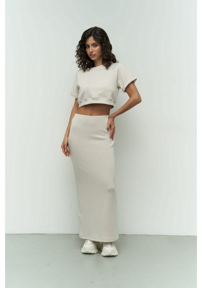 Mai Collection Mai Studios Co. Paloma Bej Crop Etek Takım Bej