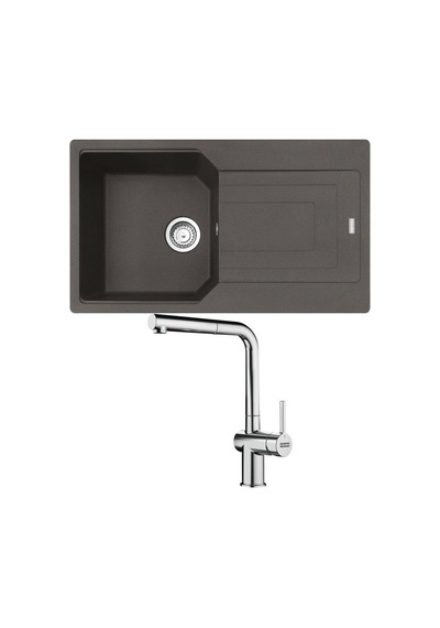 Franke UBG 611-86 Granit Slate Evye Gri + Active Plus Doccia Armatür Krom