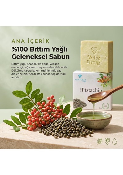 Lexroo Mesopatamia Collection, Saf Bıttım%100, Hakiki Siirt Doğal Sabunu, Yağlı Kepekli Saçlar