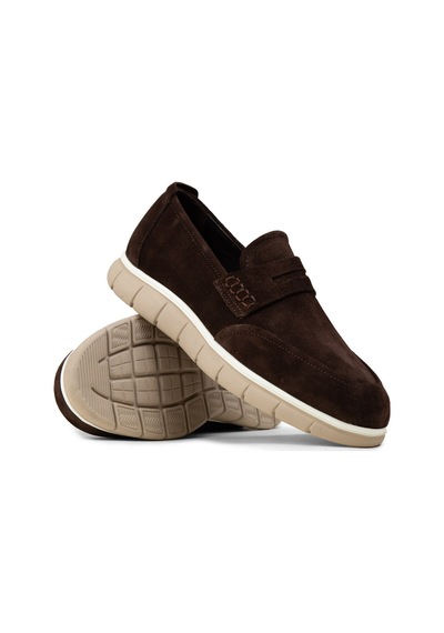 Deery Erkek Hakiki Süet Kahverengi Loafer Ayakkabı - 02045mkhve02