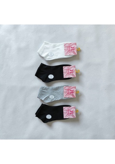 Heren Socks Heren Desensiz 4'lü Dikişsiz Pamuk Kadın Patik Siyah-siyah-gri-beyaz