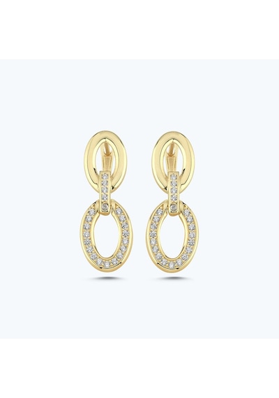 Altınbaş Altın Taşlı Sallantılı Oval Küpe Akp0139-y-25950 Çok Renkli