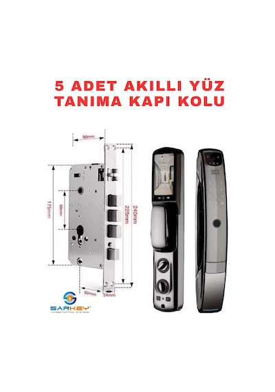 Sr-1600 Wifi Akıllı Kapı Kilidi Yüz Tanıma Parmak İzi Şifre Kart Ve Görüntülü Görüşme Özellikli 5 Adet