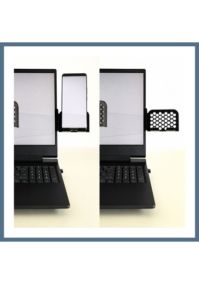 Buradabulabilirsin 3d Baskı Monitor Telefon Tutucu - Petek Desenli Laptop Kenar Telefon Tutucu-siyah Bbz