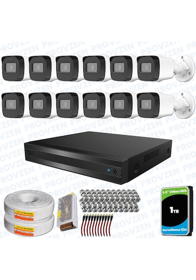 Provzen Hikvision Rv 12 Kameralı Full Hd Geniş Açı Güvenlik Kamerası 1tb