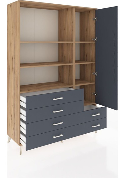 Hyperion Dolap 7 Raflı 6 Çekmeceli Tek Kapaklı 132x44x195 Çam-antrasit/antrasit Antrasıt/antrasıt Hyperion Dolap 7 Raflı 6 Çekmeceli Tek Kapaklı 132x44x195 Çam-antrasit/antrasit Antrasıt/antrasıt