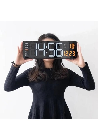 Omniax Kumandalı Duvara Monte Tarih/sıcaklık/alarm Özellikli Led Aydınlatmalı Dijital Saat 39 X 13 Çok Renkli