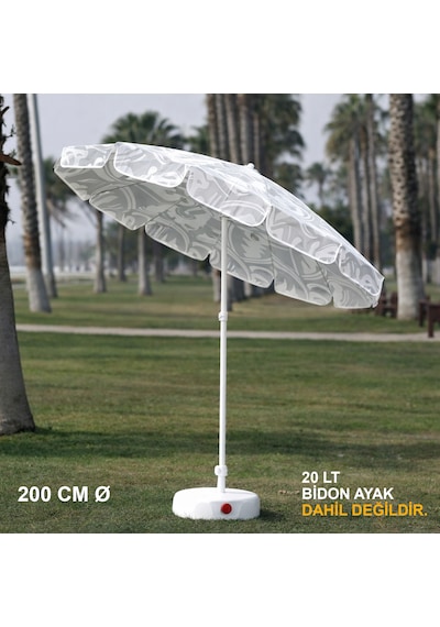 Desenli-beyaz Plaj Şemsiyesi-200 Cm Ø Desenli-beyaz