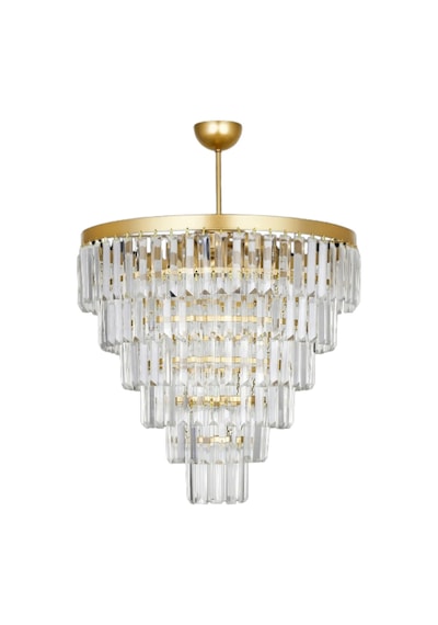 Nilsa Gold 50x50 Cm'lik Kristal Taşlı Lüks Avize - Yatak Odası - Salon - Mutfak - Hol Altın
