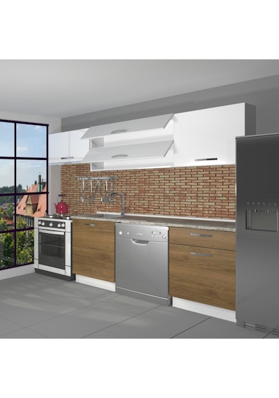 Decoraktiv Elite 220 Mdf Hazır Mutfak Dolabı - Tezgah Dahil - Pera Beyaz Beyaz - Meşe Decoraktiv Elite 220 Mdf Hazır Mutfak Dolabı - Tezgah Dahil - Pera Beyaz Beyaz - Meşe