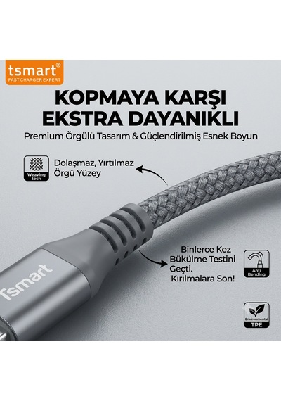 Tsmart TS-K20 20 W USB-C To Lightning Hızlı Şarj Kablosu