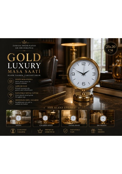 Golden Touch 25 X 20 Gold Metal Masa Saati