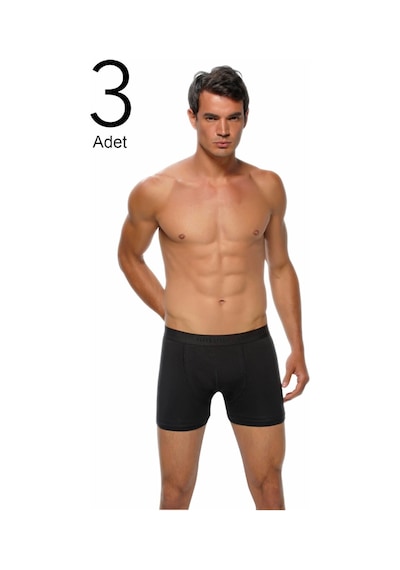 3'lü Paket Likralı Erkek Boxer Siyah