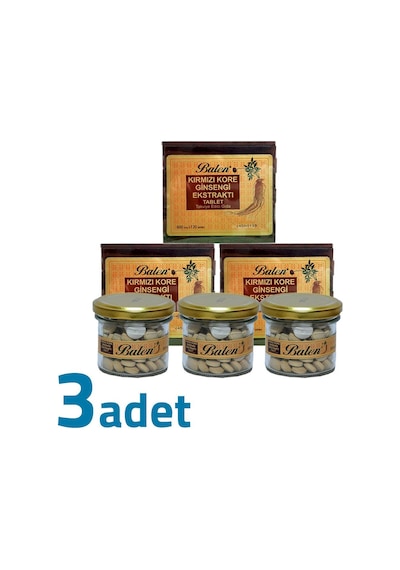 Balen Kırmızı Kore Ginsengi Ekstraktı Tahta Kutulu 600mg X 120 Tablet X 3 Kutu