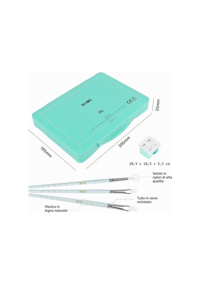 Hımı Twin Cup Gouache Set 48 Renk X 12 Gr Guaj Boya + 3 Fırça Green Case Karışık Renkli
