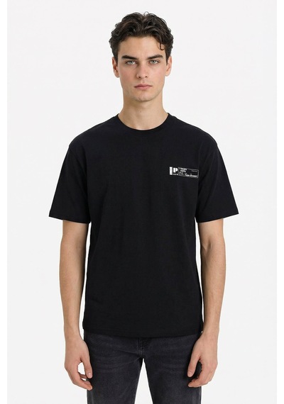 Defacto %100 Pamuk Boxy Fit Baskılı Tişört F8170ax26spbk81 Siyah-bk81