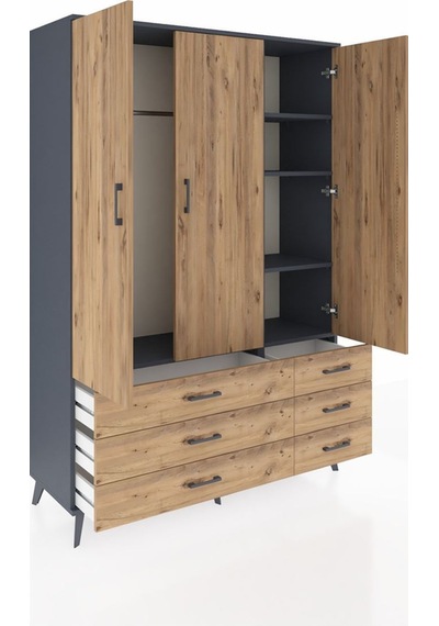 Hyperion Dolap 5 Raflı 6 Çekmeceli Tek Askılı 132x44x195 Antrasit-çam/çam Atlas Çam/atlas Çam Hyperion Dolap 5 Raflı 6 Çekmeceli Tek Askılı 132x44x195 Antrasit-çam/çam Atlas Çam/atlas Çam