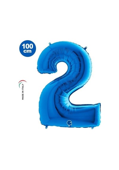 2 Rakam Folyo Balon Mavi 40ınc 100cm Çok Renkli