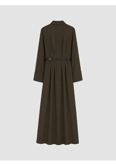 Lcw Modest Haki Beli Kemerli Pileli Gömlek Elbise