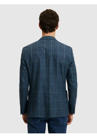 Cacharel Petrol Mavi Slim Fit Yün Kaşmir Karışımlı Ceket