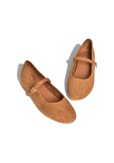 Fox Shoes Y250770702 Taba Süet Alçak Dolgu Tabanlı Kadın Ayakkabı Taba