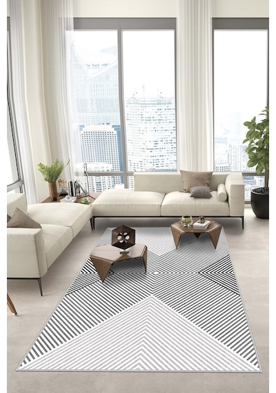 West Home Dijital Baskı Yıkanabilir Kaymaz Taban Gri Salon Halısı Mutfak Halısı Yolluk Wh 529 Grey