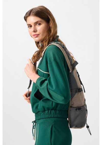 Yeşil Yumuşak Dokulu Dik Yaka Oversize Lastikli Kadın Eşofman Takım - 95349 Yeşil