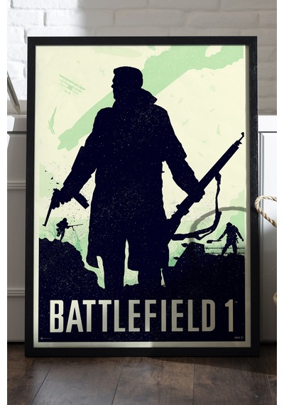 Battlefield Siyah Ahşap Çerçeveli Poster, Dekoratif Oyun Duvar Tablosu