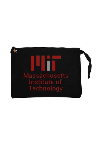 Massachusetts Institute Of Tec.Logo Siyah Cüzdan / El Çantası Siyah