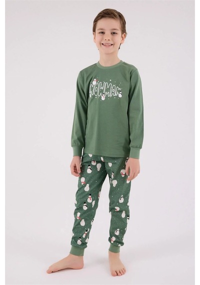 Rolypoly Erkek Çocuk Baskılı Pijama Takımı Yeşil Rp3680-2