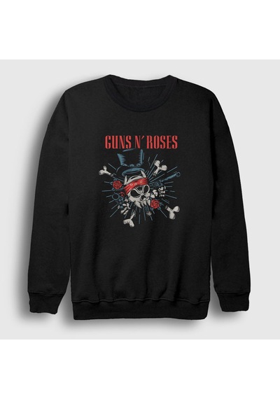 Presmono Unisex Revolvers Guns N' Roses Sweatshirt Siyah