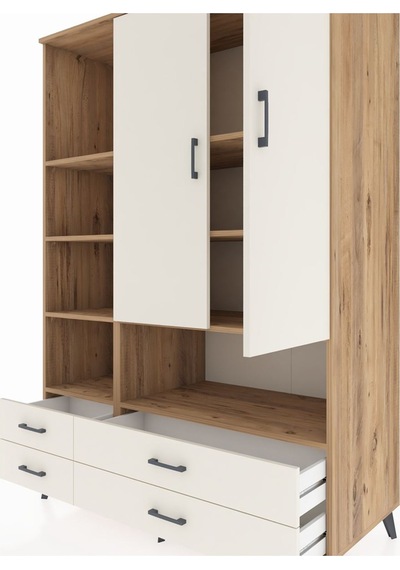 Kronos Dolap 8 Raflı 4 Çekmeceli 2 Kapaklı 132x59x195 Çam-ayt... Çam