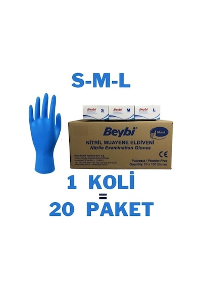 Beybi Mavi Nitril Pudrasız Eldiven 2000 Adet