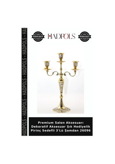 Premium Salon Aksesuarı Dekoratif Aksesuar Şık Hediyelik Pirinç Sedefli 3'lü Şamdan 26096