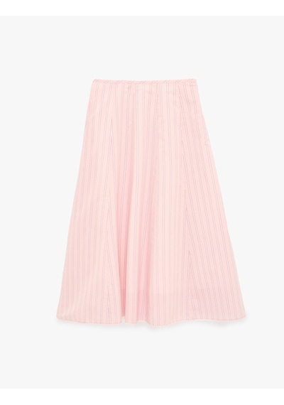 Koton Pamuklu Poplin Kumaş Çan Kesim Çizgili Midi Etek Pınk Strıpe 6sak70287ew Pembe Çizgili Koton Pamuklu Poplin Kumaş Çan Kesim Çizgili Midi Etek Pınk Strıpe 6sak70287ew Pembe Çizgili