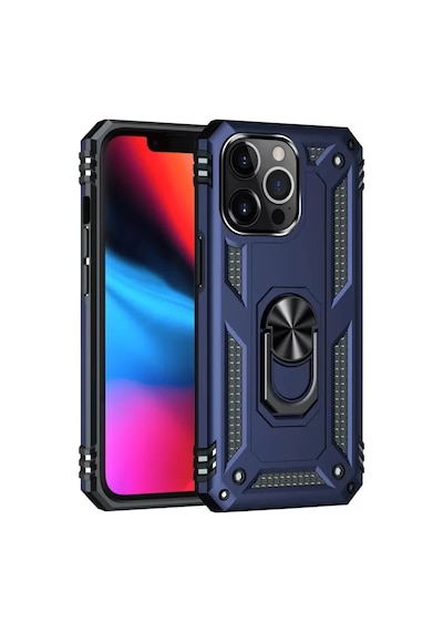 Newface Apple İphone 13 Pro Max Kılıf Sofya Yüzüklü Silikon Kapak - Lacivert