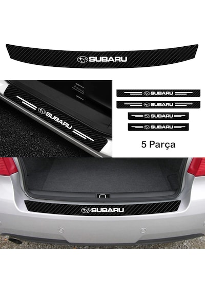 Subaru İçin Uyumlu Aksesuar Oto Bağaj Ve Kapı Eşiği Sticker Set Karbon Kırmızı