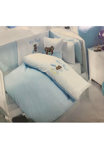 Maribor Baby Cute 7 Parça Bebek Nevresim Uyku Seti Mavi