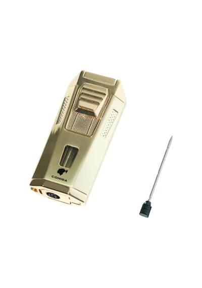 Cohiba Çift Torch Pürmüz Delicili Gold Metal Puro Çakmağı - Tr9488