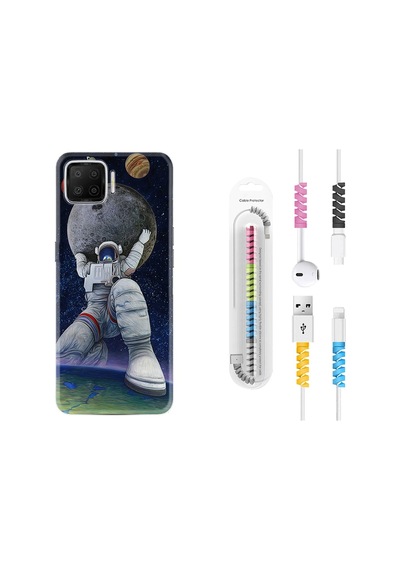 Oppo A73 Kılıf Kablo Koruyuculu Astronot Ve Dünya 1759