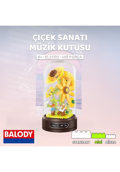 Balody Çiçek Sanatı Müzik Kutusu Yapı Bloğu Seti 483 Parça