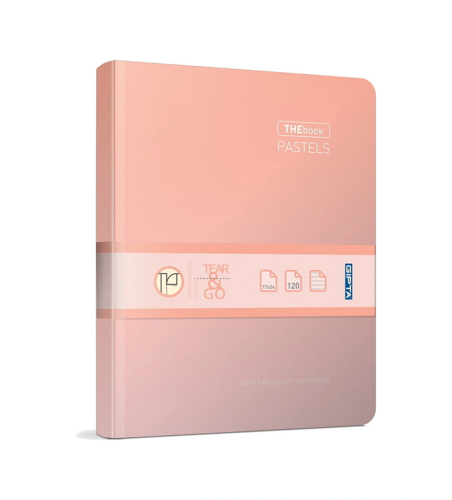 The Book Pastel 20x28 120 Yaprak 4 Bölmeli Sert Kapak Ciltli Defter 3302 Çizgili Pastel Pembe