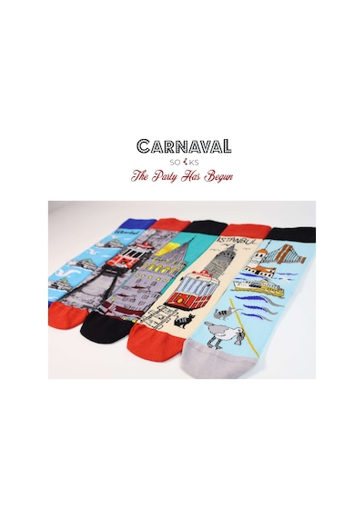 Carnaval Socks 5'li İstanbul Şehir Manzaralı Unisex Renkli Çorap Kutusu 2000386